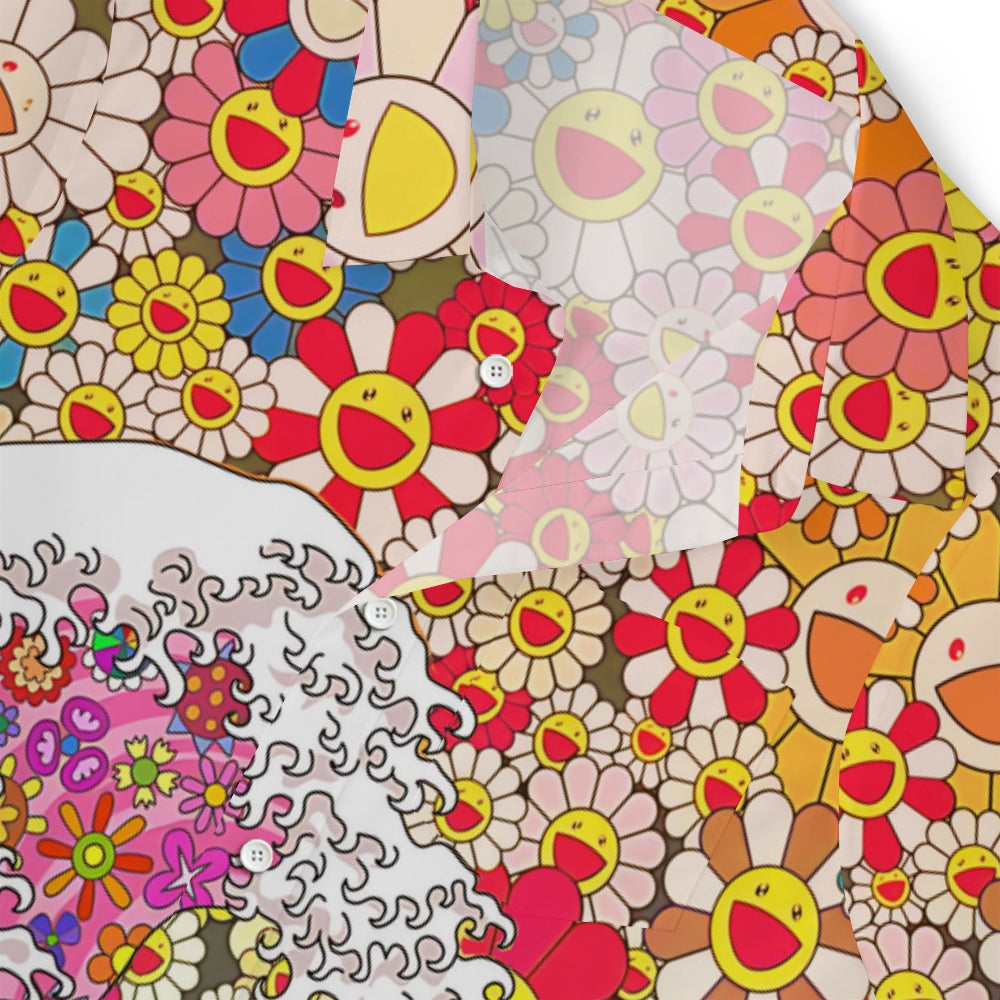 Japanese Art Anime Murakami Art Wave Mash up Button-up Shirt