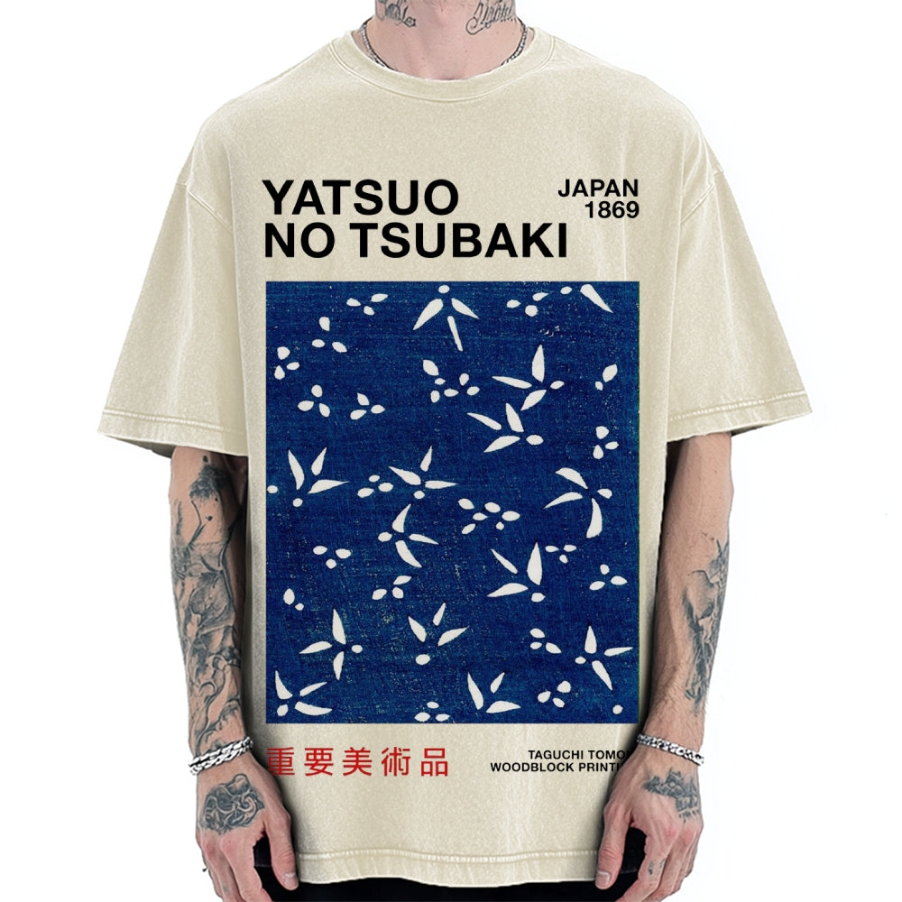 Yatsuo No Tsubaki Japan Art 1869 Vintage Washed T-shirt