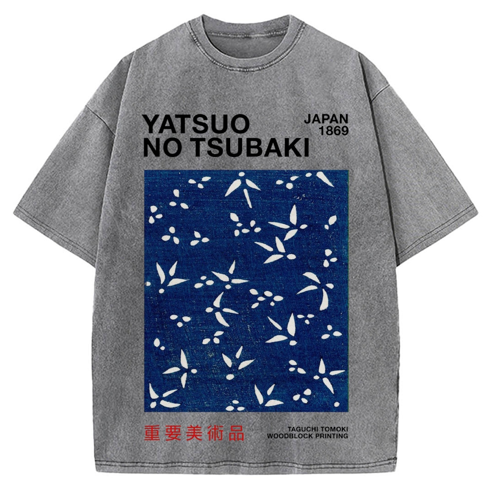Yatsuo No Tsubaki Japan Art 1869 Vintage Washed T-shirt
