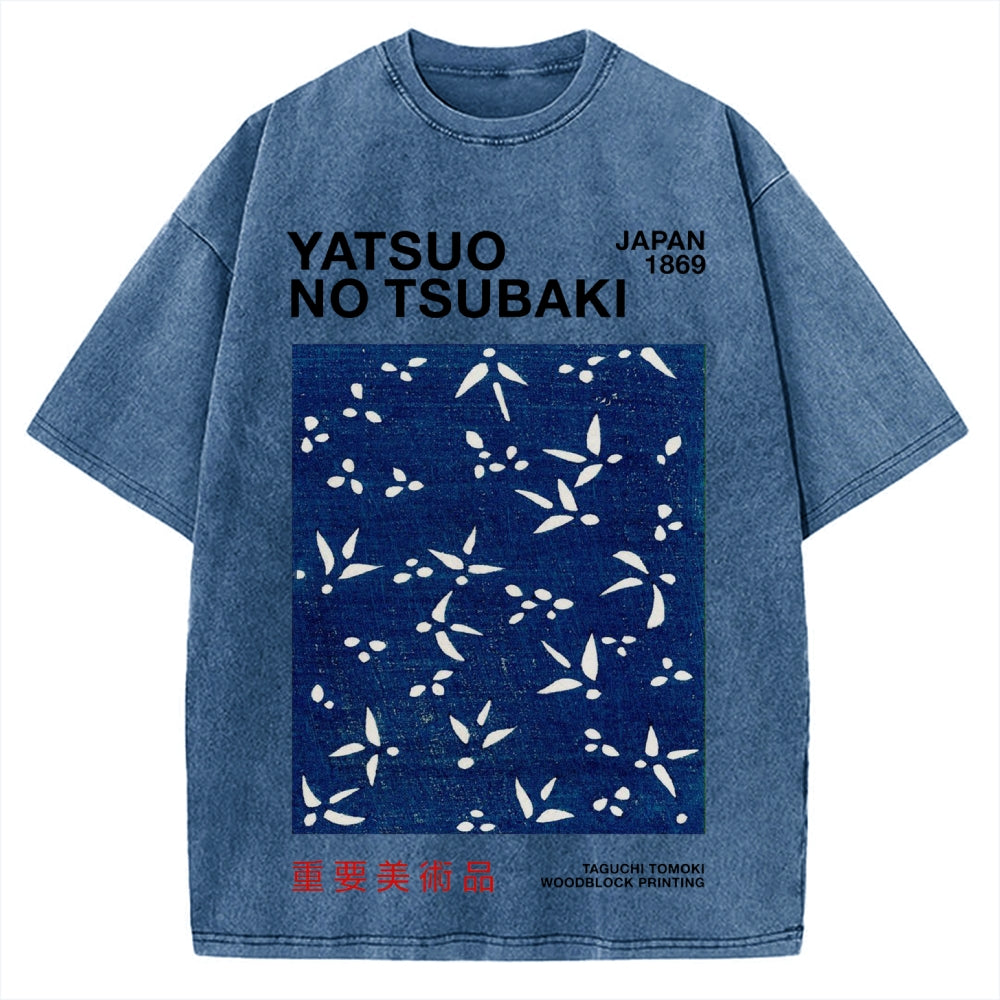Yatsuo No Tsubaki Japan Art 1869 Vintage Washed T-shirt