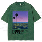 Unisex Hiroshi Nagai Downtown Sunset Collection Printed Washed Tee