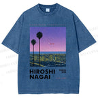 Unisex Hiroshi Nagai Downtown Sunset Collection Printed Washed Tee