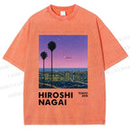 Unisex Hiroshi Nagai Downtown Sunset Collection Printed Washed Tee