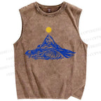 Unisex Waves Sun Printed Washed Tank Top