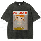 Unisex Yoshitomo Nara Stop The Bombs Printed Washed Tee