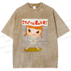 Unisex Yoshitomo Nara Stop The Bombs Printed Washed Tee