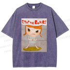 Unisex Yoshitomo Nara Stop The Bombs Printed Washed Tee