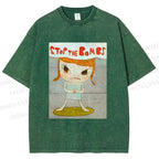 Unisex Yoshitomo Nara Stop The Bombs Printed Washed Tee