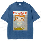 Unisex Yoshitomo Nara Stop The Bombs Printed Washed Tee