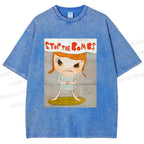 Unisex Yoshitomo Nara Stop The Bombs Printed Washed Tee