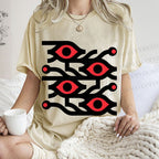 Unisex Artistic Geometric Eyes Printed Washed Tee