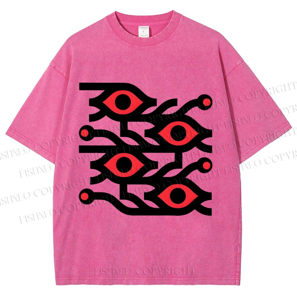 Unisex Artistic Geometric Eyes Printed Washed Tee