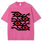 Unisex Artistic Geometric Eyes Printed Washed Tee