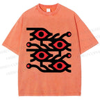 Unisex Artistic Geometric Eyes Printed Washed Tee