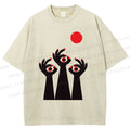 Unisex Artistic Hands Eyes Printed Washed Tee
