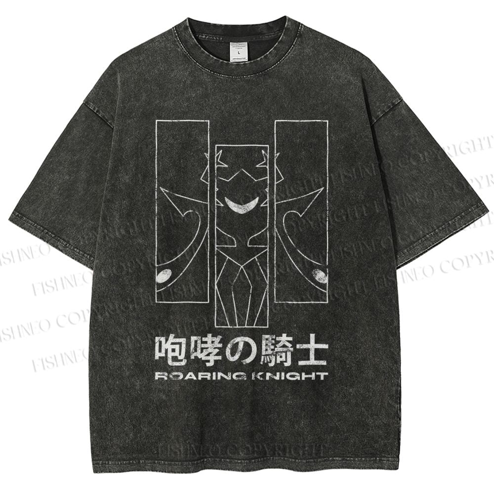 Unisex Roaring Knight Printed Washed Tee