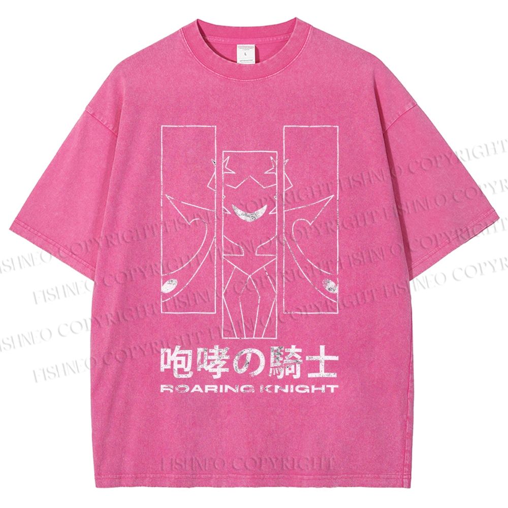Unisex Roaring Knight Printed Washed Tee