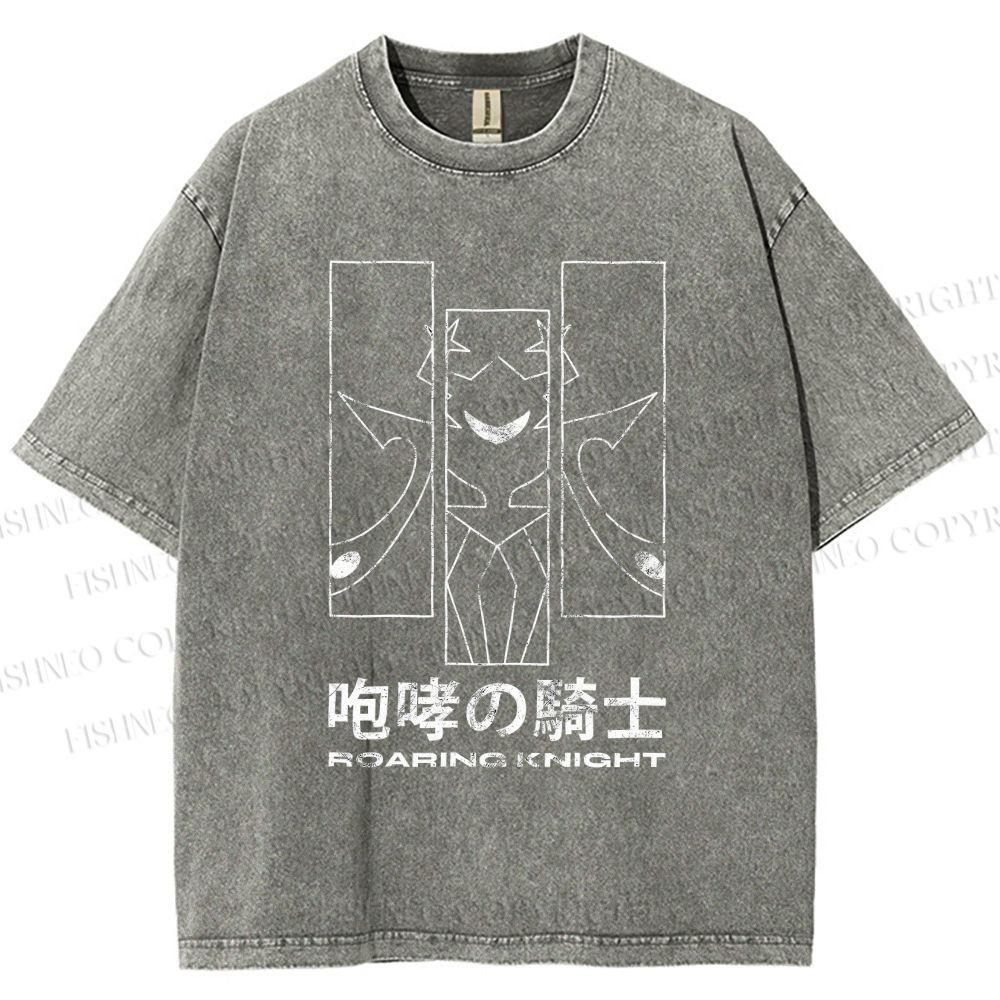Unisex Roaring Knight Printed Washed Tee