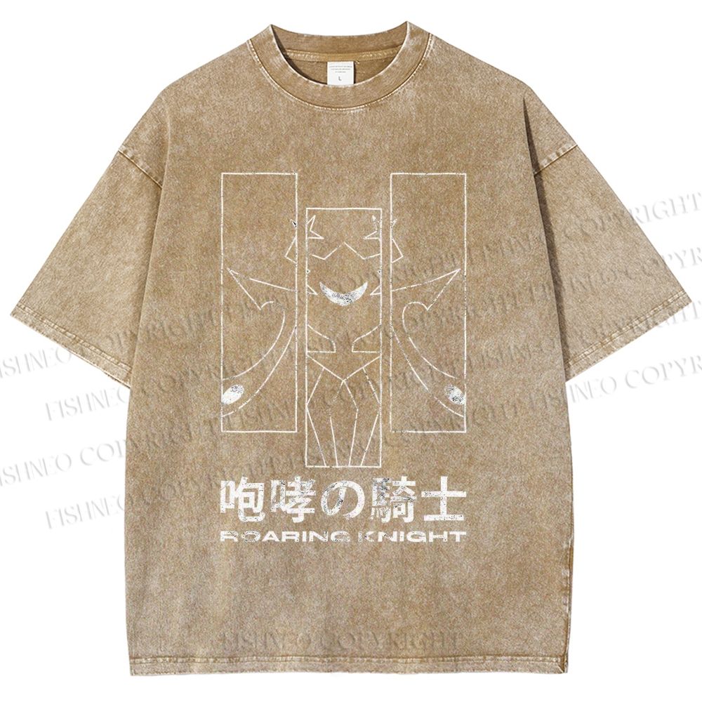 Unisex Roaring Knight Printed Washed Tee