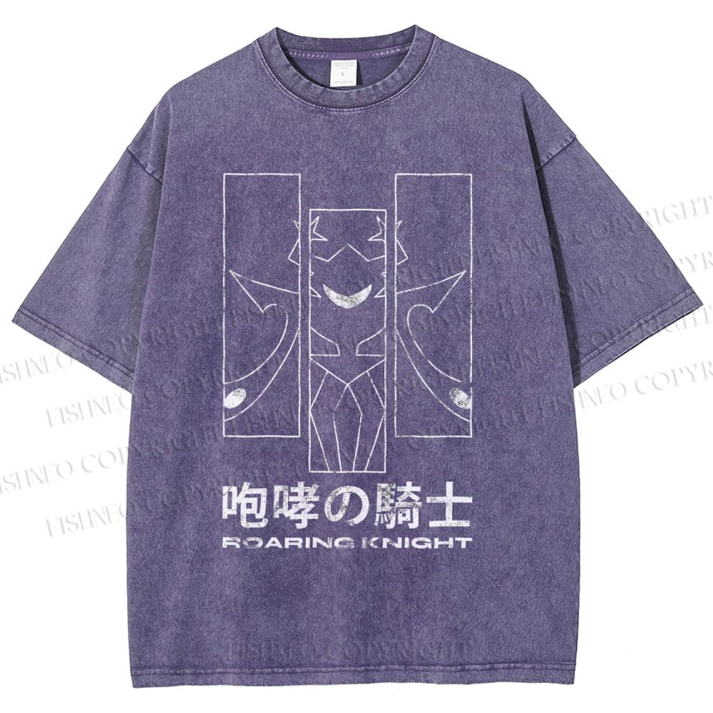 Unisex Roaring Knight Printed Washed Tee
