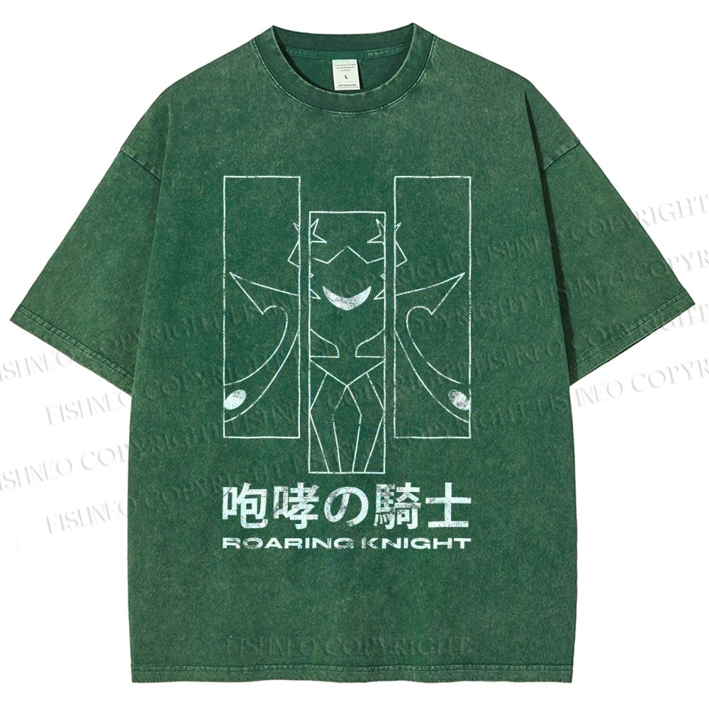 Unisex Roaring Knight Printed Washed Tee