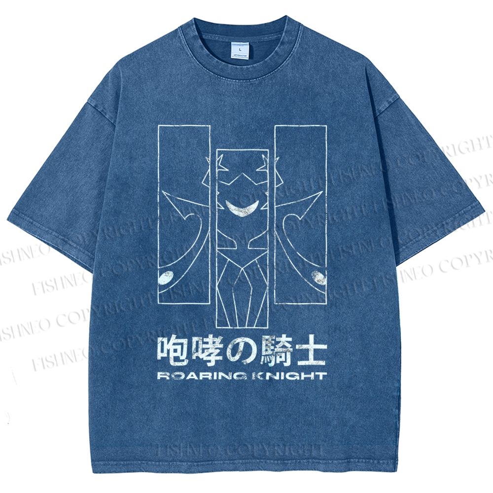 Unisex Roaring Knight Printed Washed Tee