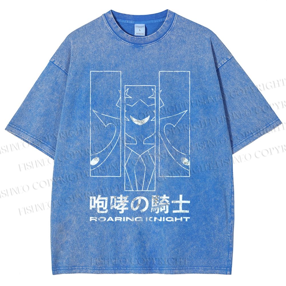 Unisex Roaring Knight Printed Washed Tee