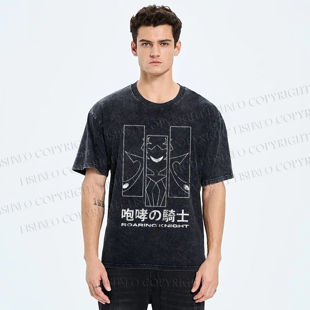 Unisex Roaring Knight Printed Washed Tee