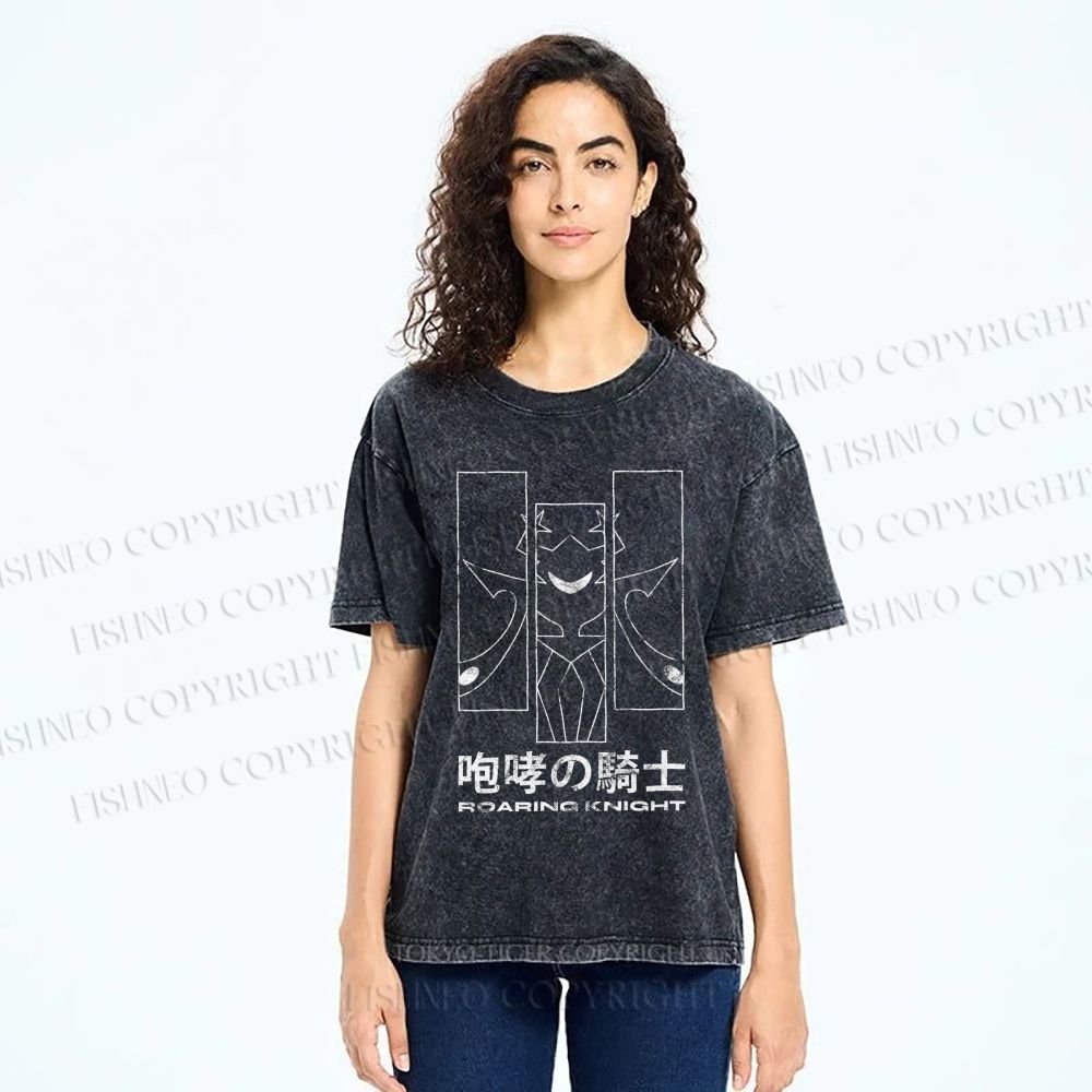 Unisex Roaring Knight Printed Washed Tee