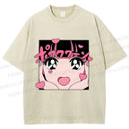 Unisex Vintage Japanese Anime Printed Washed Tee