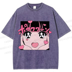 Unisex Vintage Japanese Anime Printed Washed Tee