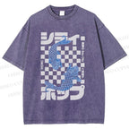 Unisex Vintage Japanese Koi Fish Printed Washed Tee