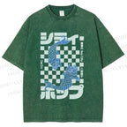 Unisex Vintage Japanese Koi Fish Printed Washed Tee