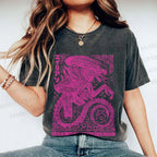 Unisex Vintage Japanese Monster Printed Washed Tee