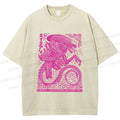 Unisex Vintage Japanese Monster Printed Washed Tee