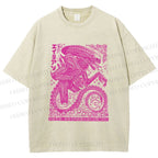 Unisex Vintage Japanese Monster Printed Washed Tee