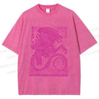 Unisex Vintage Japanese Monster Printed Washed Tee