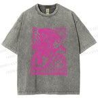 Unisex Vintage Japanese Monster Printed Washed Tee