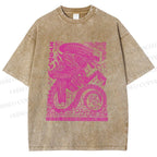 Unisex Vintage Japanese Monster Printed Washed Tee