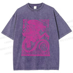Unisex Vintage Japanese Monster Printed Washed Tee