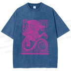 Unisex Vintage Japanese Monster Printed Washed Tee