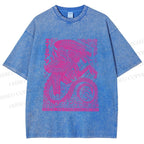 Unisex Vintage Japanese Monster Printed Washed Tee
