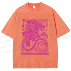 Unisex Vintage Japanese Monster Printed Washed Tee