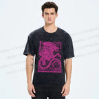 Unisex Vintage Japanese Monster Printed Washed Tee