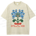 Unisex Vintage Weird Eye Plant Printed Washed Tee