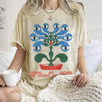 Unisex Vintage Weird Eye Plant Printed Washed Tee