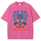 Unisex Vintage Weird Eye Plant Printed Washed Tee