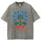 Unisex Vintage Weird Eye Plant Printed Washed Tee