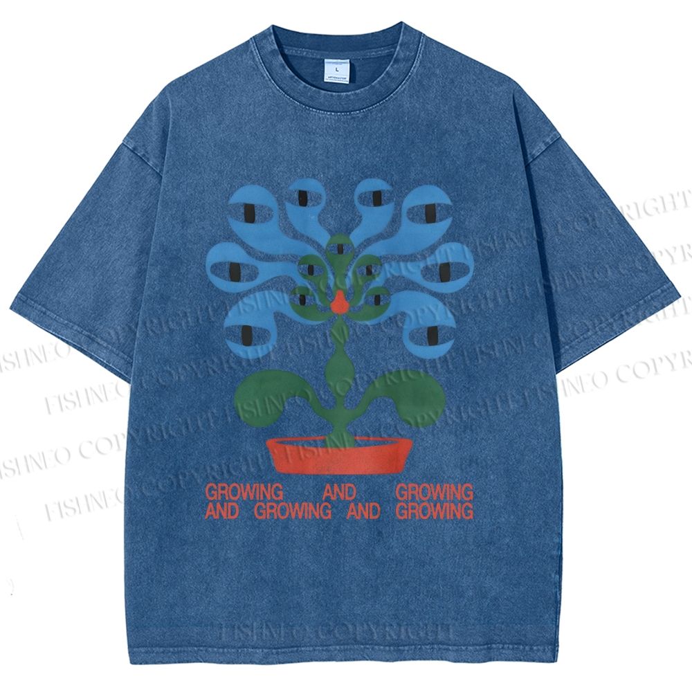 Unisex Vintage Weird Eye Plant Printed Washed Tee