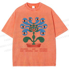 Unisex Vintage Weird Eye Plant Printed Washed Tee